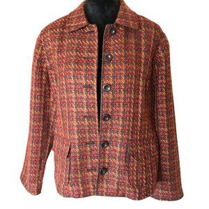 Croft & Barrow Boucle Blazer, Vintage 90s Button-Down Jacket Brown Rust XL